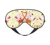 Giraffe Heart Flower Butterfly Print Eye Mask for Sleeping Light Blocking,Soft Breathable Eye Mask,Adult Party Eyeshade Favors