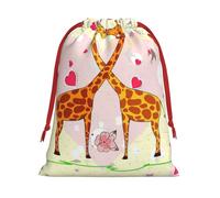 Giraffe Heart Flower Butterfly Print Gift Reusable Bag Drawstring Festive Birthday Presents Daily Storage Office Supplies
