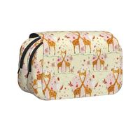 Giraffe Heart Flower Butterfly Print Portable Pencil Bag Cosmetic Toiletry Multi-Use Bags Cute Large Capacity Daily Use