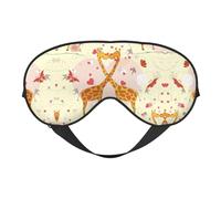Giraffe Heart Flower Butterfly Print Sleep Eye Mask Comfortable with Adjustable Strap Soft Shade Blackout Eye Cover Blindfold