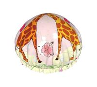 Giraffe Heart Flower Butterfly Print Soft Shower Cap for Women Men Reusable hat Lightweight hat and Bath Hair Cap