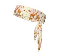Giraffe Heart Flower Butterfly Print Sports Headband, Adjustable Head Tie For Running, Tennis & Workouts, Soft Fit