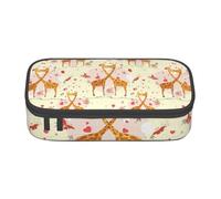 Giraffe Heart Flower Butterfly Print Teen Large Storage Pencil Case Stationery Organizer School College Business Travel