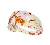 Giraffe Heart Flower Butterfly Printing Adjustable Sports Elastic Exercise Headband-Soft, Breathable, Ideal For Football, Gym, Cycling