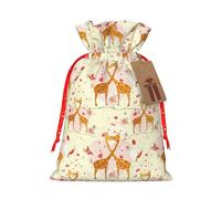 Giraffe Heart Flower Butterfly Printing Fashion Bag Lightweight Drawstring Pouch With Kraft Tag For Christmas Halloween