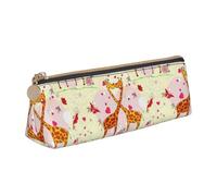 Giraffe Heart Flower Butterfly Triangle Leather Case Multi Functional Cosmetic Bag Portable Makeup and Stationery Storage Bag , White, One Size, Lightweight