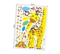 Giraffe Height Measure Wall Sticker, Reusable PVC Growth Chart for Boy Girl | Yellow Cartoon Design, No Wall Damage Peel and Stick Decor, for Daycare Centres and Interior Use