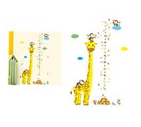 Giraffe Height Measure Wall Stickers PVC Yellow for Kids Nursery | Easy to Remove, Reusable Design, Home Decor Chart Ruler Decoration, Wall Art for Baby and Kids Nursery