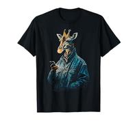 Giraffe Holds Cellphone Portrait Graphic Animal Art Giraffe T-Shirt