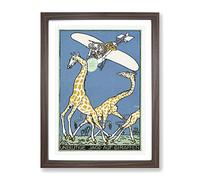 Giraffe Hunt By Moriz Jung Classic Painting Framed Print | A2 Walnut Framed Wall Art | Ready to Hang | Classic Animal Picture | Living Room Bedroom Lounge Office