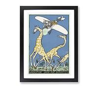 Giraffe Hunt By Moriz Jung Classic Painting Framed Print | A4 Black Framed Wall Art | Ready to Hang | Classic Animal Picture | Living Room Bedroom Lounge Office