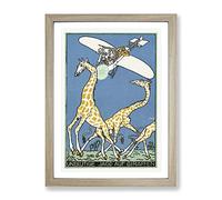 Giraffe Hunt By Moriz Jung Classic Painting Framed Print | A4 Oak Framed Wall Art | Ready to Hang | Classic Animal Picture | Living Room Bedroom Lounge Office