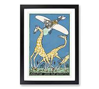 Giraffe Hunt by Moriz Jung Framed Print | A2 Black Framed Wall Art | Ready to Hang | Modern Animal Picture | Living Room Bedroom Lounge Office