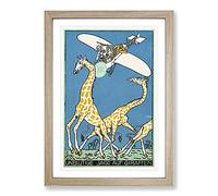 Giraffe Hunt by Moriz Jung Framed Print | A2 Oak Framed Wall Art | Ready to Hang | Modern Animal Picture | Living Room Bedroom Lounge Office