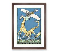 Giraffe Hunt by Moriz Jung Framed Print | A2 Walnut Framed Wall Art | Ready to Hang | Modern Animal Picture | Living Room Bedroom Lounge Office