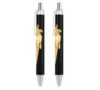 Giraffe Ice-cream Ballpoint Pen for Office Work 2 PCS | Funny Retractable Pens Medium Point 0.5mm Soft Grip for Men Women