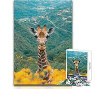Giraffe in A Field of Flowers 1000 Piece Puzzle For Adults Play And Learn Smart Activity Unique Heartfelt Celebration Gift Size 38x52cm