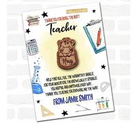 Giraffe in A Pocket Yellow Thank You Teacher Personalised Gift Pocket Hug