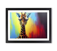 Giraffe In Colour Framed Print | A2 Black Framed Wall Art | Ready to Hang | Modern Animal Picture | Living Room Bedroom Lounge Office