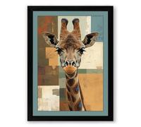 Giraffe in Geometry Modern Framed Wall Art Print A1 (84.1×59.4cm) Black, Wall Decor for Living Room, Bedroom, Office & Home, Ready to Hang, Art Gift
