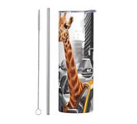 Giraffe in New York 20-Ounce Stainless Steel Travel Mug with a Straight Straw Perfect for Travel and Fitness