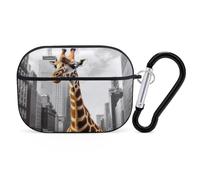 Giraffe in New York Earbuds Organizer Shockproof Protective Airpods Pro Cover with Carabiner Clip Anti Fall Carrying Earphone Case Cover for Airpods Pro 2nd Generation Black