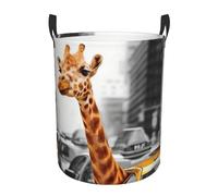 Giraffe In New York Print Laundry Hamper Basket Tall Laundry Basket, Hamper For Blanket Storage For Bedroom