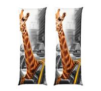 Giraffe In New York Print Ultra Soft Microfiber Pillowcases, Breathable Long Pillow Case, Envelope Closure 20x60inch