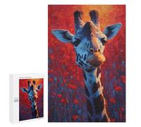 Giraffe in Poppy Field-2 Puzzle 1000 Teile Schwer Puzzle Spielzeug Lernspiel Impossible Herausforderungsspielzeug Für Erwachsene Kinder 1000 PCS