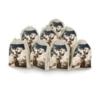Giraffe in The Clouds Bunches Pocket Cotton And Hemp with Drawstring 8 Pieces Reusable Gift Bags Jewelry Pouch for Wedding DIY Craft Party (4.9 X 6.7 Inch)