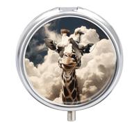 Giraffe in The Clouds Pill Box, 3 Compartment Small Pill Case Waterproof Travel Pill Organizer for Pocket Or Purse Portable Mini Medicine Tablet Vitamin Holder Pill Case