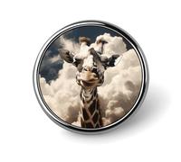 Giraffe in The Clouds Round Badge Cute Brooch Hats Jackets Decor Personalized Lapel Pin Clothing Jewelry Accessories for Wedding Party Gift
