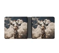Giraffe in The Clouds Wallet with Money Clip Leather Bifold Wallet Slim Credit Card Holder Gift for Men