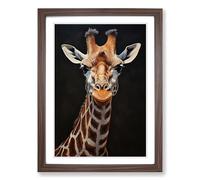 Giraffe Informel Framed Print | A2 Walnut Framed Wall Art | Ready to Hang | Modern Animal Picture | Living Room Bedroom Lounge Office