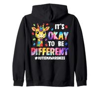 Giraffe It's Okay To Be Different Autism Awareness Autistic Zip Hoodie