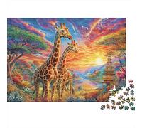 Giraffe Jigsaw Puzzles, 1000 Pieces Impossible Puzzle Challenge Toy for Adults& Kids Age 12 Years Up 38x26cm/1000pcs