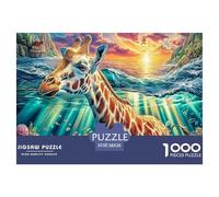 Giraffe Jigsaw Puzzles, 1000 Pieces Impossible Puzzle Challenge Toy for Adults& Kids Age 12 Years Up 38x26cm/1000pcs