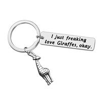 Giraffe Keychain Giraffe Gift Giraffes Lover Gift I Just Freaking Love Giraffe Keyring Giraffe Pendant for Women Men Birthday Friendship Gift Keychains for Girls Friends Son Daughter Animal Lover Gift