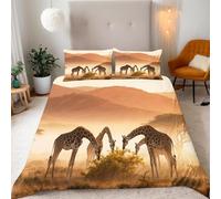 Giraffe King Size Duvet Cover Set Animal Patterns Bedding 220x230 3D Soft Comfort Microfiber Quilt Cover with Zipper Closure and 2 Pillowcases for Teens and Adults A.2391