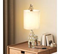 Giraffe LED Table Lamp Cute Resin Desk Animal Lamps,Novelty Yellow Bedside Lamps White Linen Shade,22.05",Reading and Decorative Lighting Bed Side Lamps for Bedroom,Giraffe Gifts,Pushbutton Switch