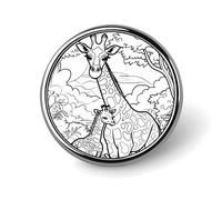 Giraffe Line Drawing Lapel Pin Durable Metal Round Brooch Pins Lightweight & Elegant Badge for Shirts, Jackets, Backpack & Gifts