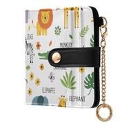 Giraffe Lion White Print Small Women Wallet RFID Blocking PU Leather Bifold Compact Card Holder with Coin Pocket Zipper Purse for Women Girls Ladies