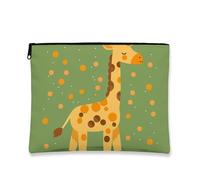 Giraffe Makeup Bag Cute Travel Bag for Kids Portable Organizer Canvas Zipper Birthday Gift Toiletry Bag Skin Care, green, 7x9 Inch, giraffe