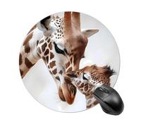 Giraffe Mama Love Little Round Gaming Mousepad Rubber Base Desk Mat for Office Laptop Computer