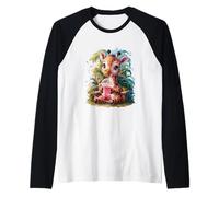 Giraffe Men Woman Boba Tea Kawaii Bubble Tea Giraffe Raglan Baseball Tee