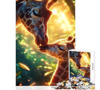 Giraffe Mother And Calf 1000 Piece Jigsaw Puzzle for Teenagers Support Memory Strength And Retention Gentle Calm Leisure Activity (50X75cm)