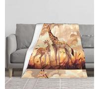 Giraffe mother and child Blanket.Thickened Plush Fleece Throw Blanket Full-Print 60x50in Velvet Soft Bed Sofa Cover.