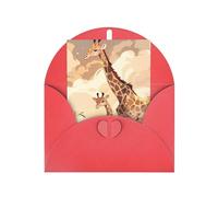 Giraffe mother and child Greeting card, blank inner page, includes envelope, 10 cm x 15 cm, for anniversary and party invitations.