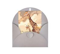 Giraffe mother and child Greeting card, blank inner page, includes envelope, 10cm x 15cm.