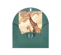 Giraffe mother and child Greeting card, blank inner page, includes envelope, 10cm x 15cm.